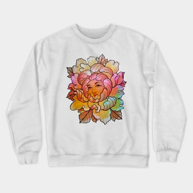 Lady Peony Crewneck Sweatshirt by NinjaSquirell